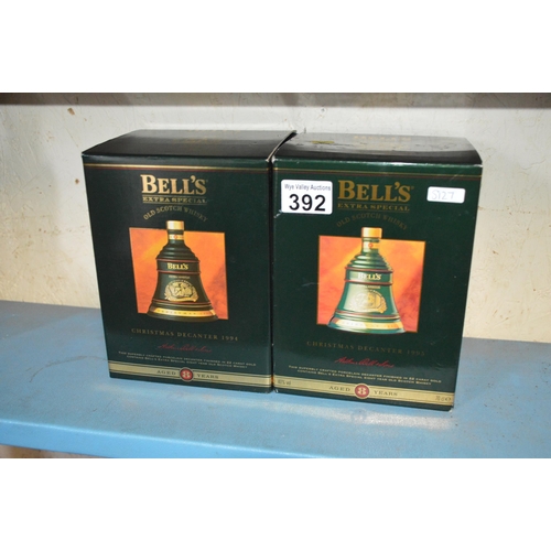 392 - 2 x sealed Wade Bells whisky decanters