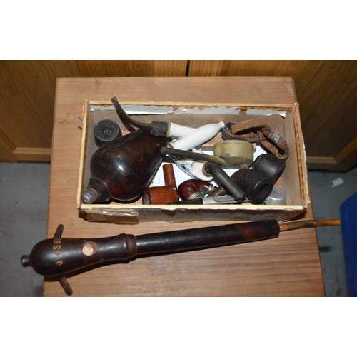 394 - box of smoking pipes etc