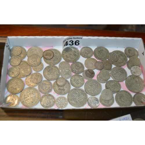 436 - tray of coins, pre-47