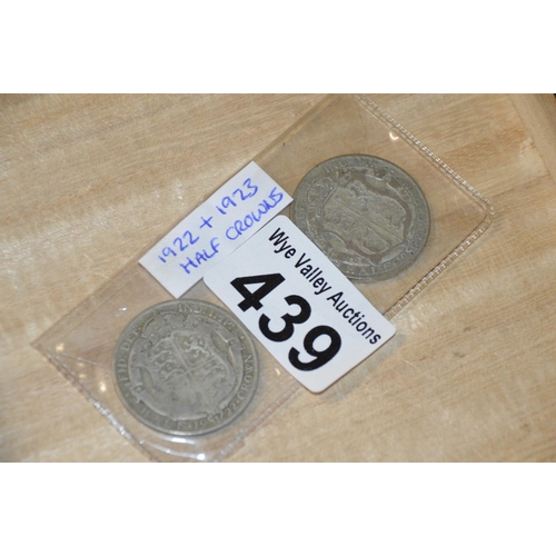 439 - 2 x silver half crowns