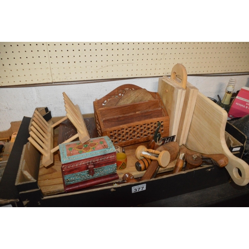 377 - box of misc wooden items