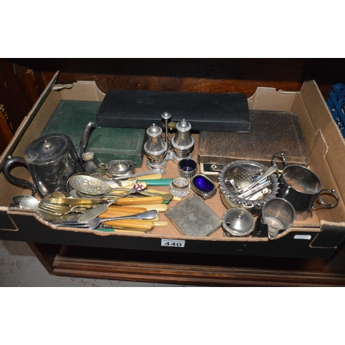 440 - box of misc silverplate etc