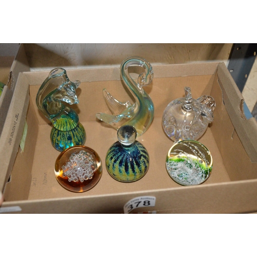 378 - 6 studio glass paperweights