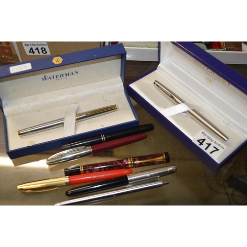 417 - qty of pens, Waterman, Parker, etc