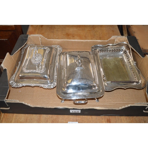 168 - 3 x silver plate serving dishes