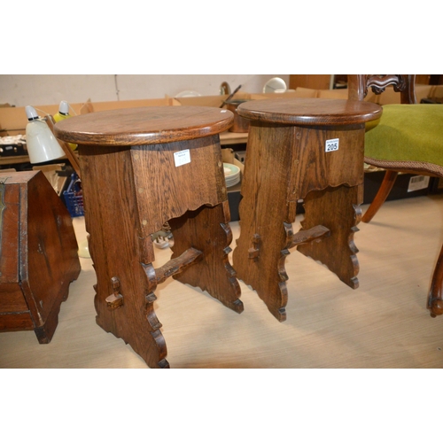 205 - pair of oak stools