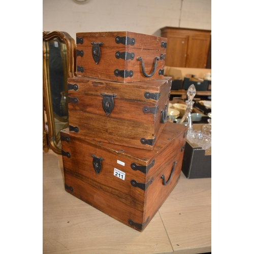 211 - 3 x wooden boxes