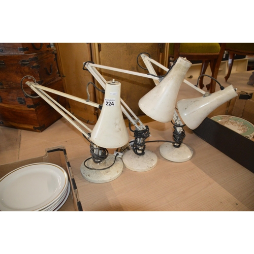 224 - 3 x anglepoise lamps