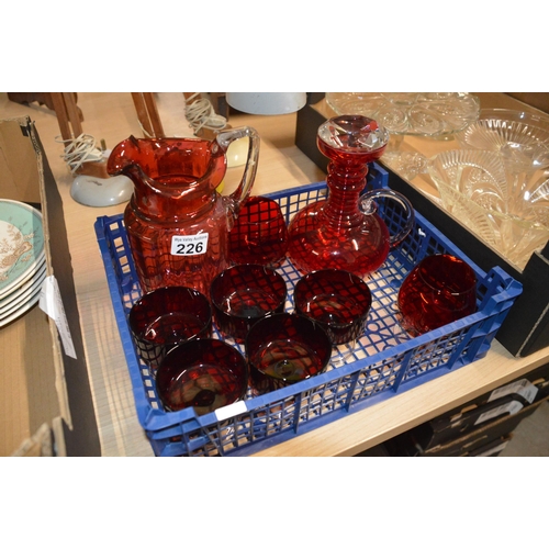 226 - basket of cranberry glass