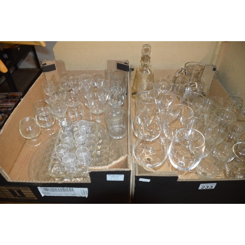 233 - 2 boxes of glassware