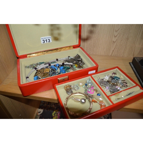 313 - jewellery box & contents