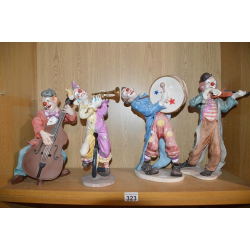 323 - 4 large clown figurines