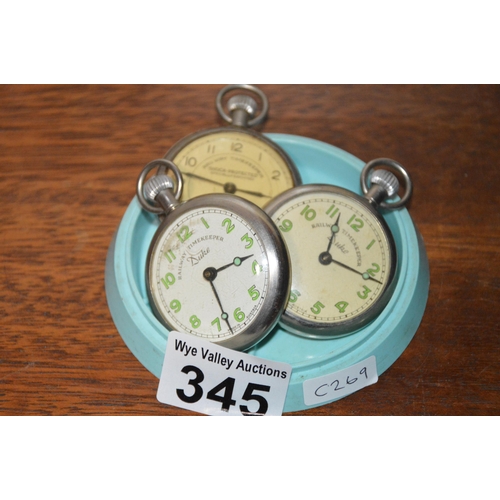 345 - 3 x railway timekeeper pocket watches