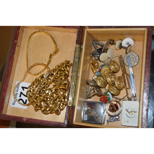 271 - box of misc jewellery etc