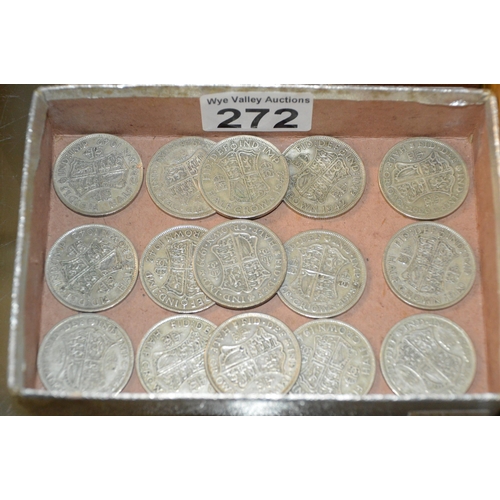 272 - 15 x pre-47 British half-crowns