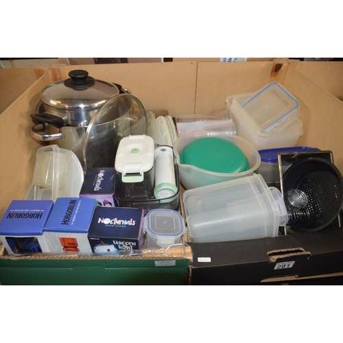 281 - 2 boxes of kitchenware etc