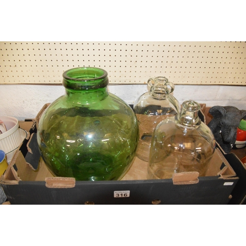 316 - carboy & 2 demijohns