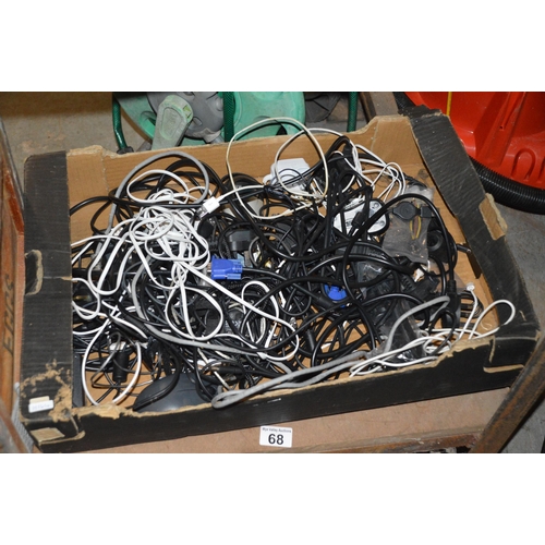 68 - box of misc cables etc