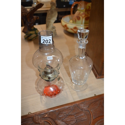 202 - glass lamp & decanter