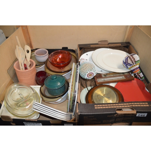 246 - 2 boxes of kitchenware etc