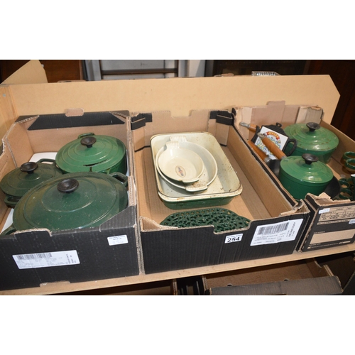 254 - 3 boxes of cast iron cookware