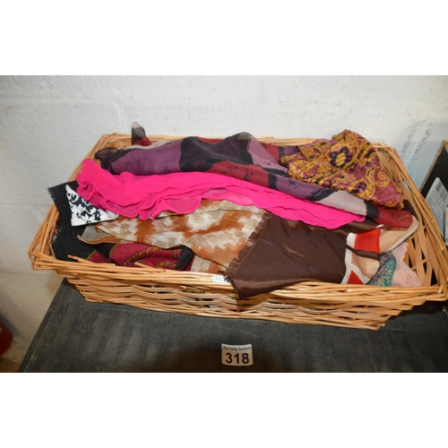 318 - basket of ladies scarves