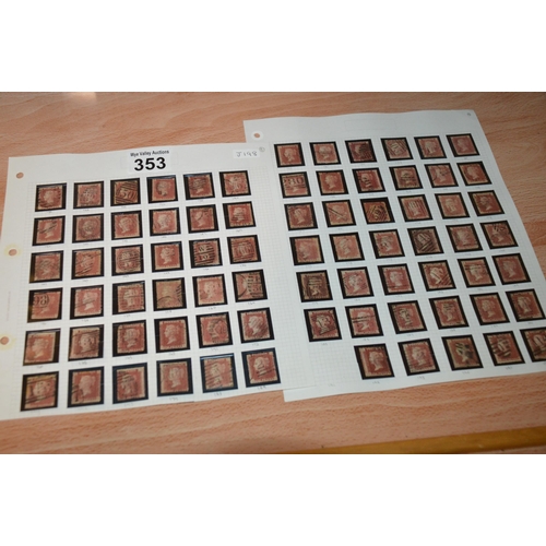 353 - 2 sheets of penny red stamps