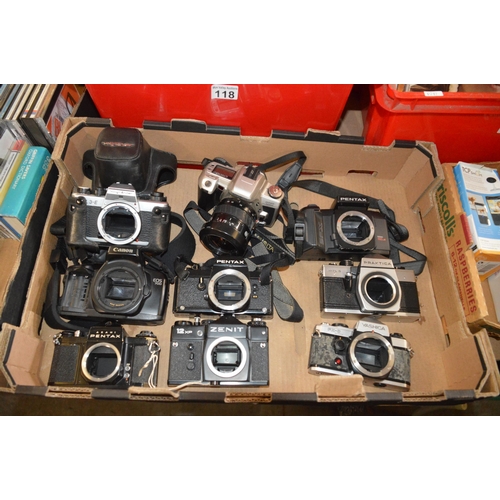 117 - box of cameras. canon, yashica etc.