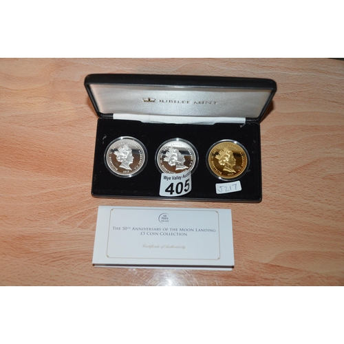 405 - cased set of 3 collectable £5 coins