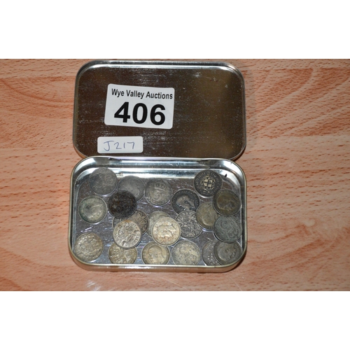 406 - qty of silver 3d coins