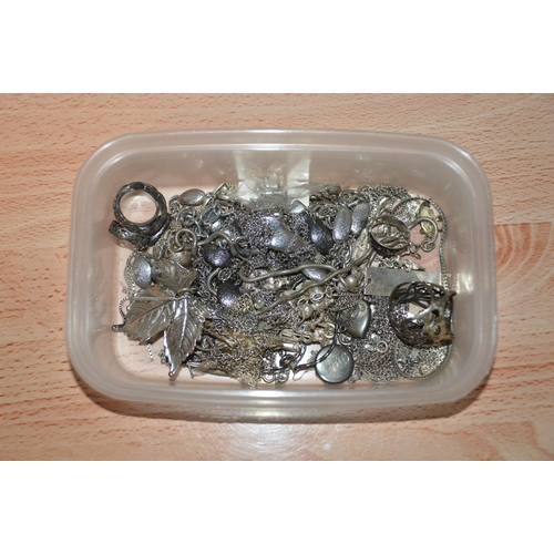 407 - tub of jewelry, mostly silver