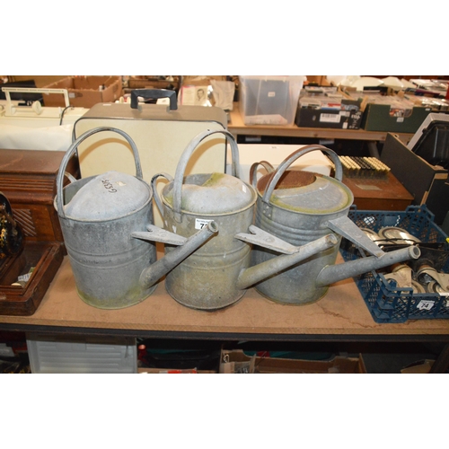 72 - 3 galv. watering cans