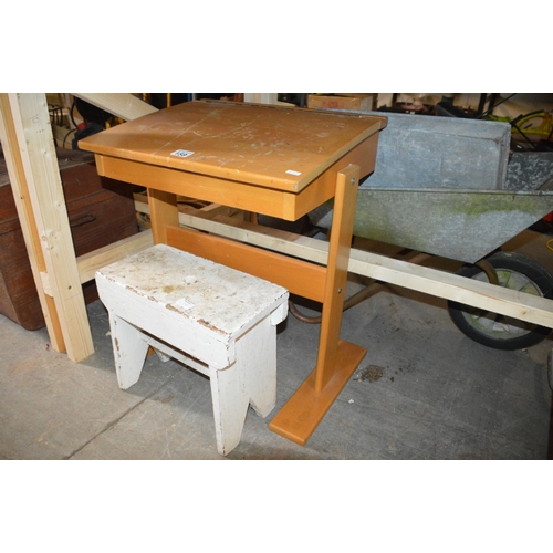 159 - childrens school desk & stool