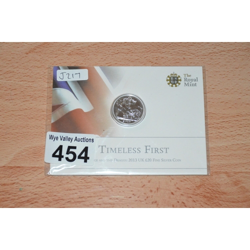 454 - sealed 2013 fine silver £20 coin