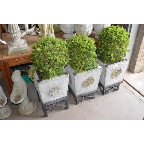 226 - 3 plant pots with stands