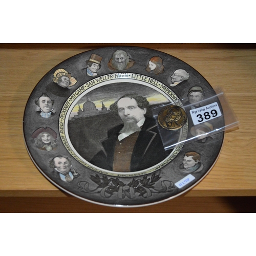 389 - charles dickens coin & plate