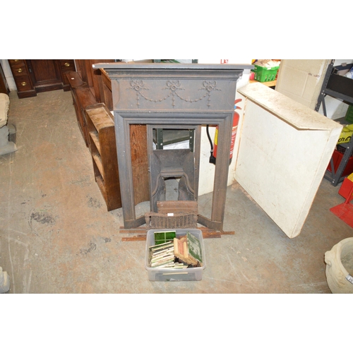 252 - iron fireplace & tiles