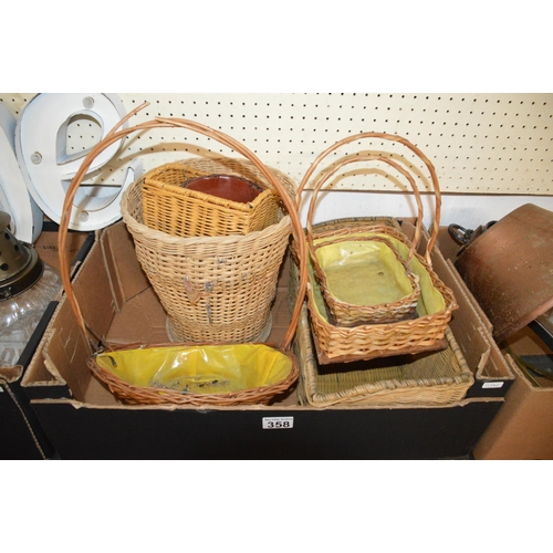 358 - qty of wicker baskets