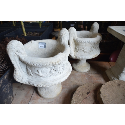 205 - 2 concrete plant pots