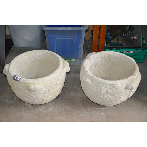 206 - 2 concrete plant pots