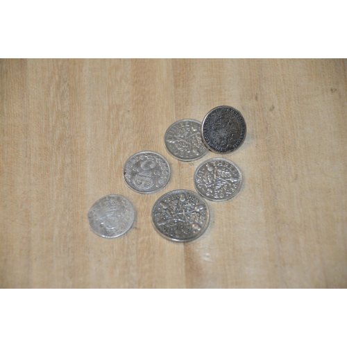 380 - 6 x pre-47 silver coins