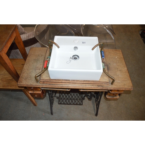 221 - converted sewing table into sink