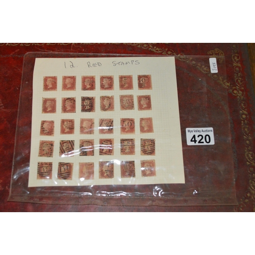 420 - 12 penny red stamps