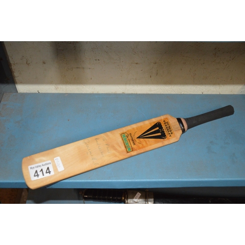 414 - signed miniature cricket bat