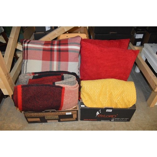 277 - 2 boxes of cushions/blankets