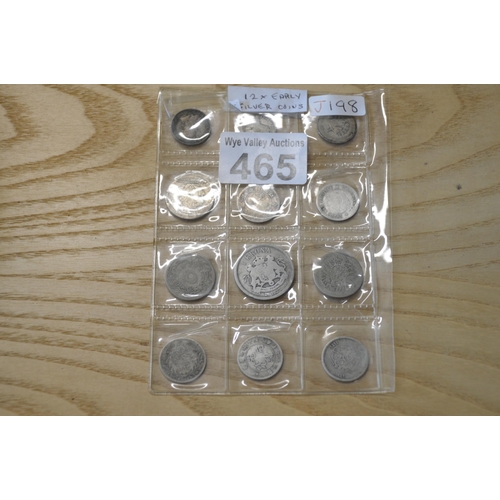 465 - 12 early silver coins