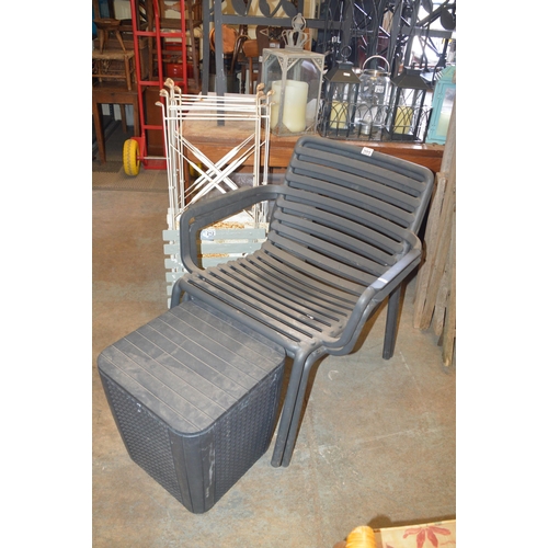 209 - 2 garden chairs & storage box