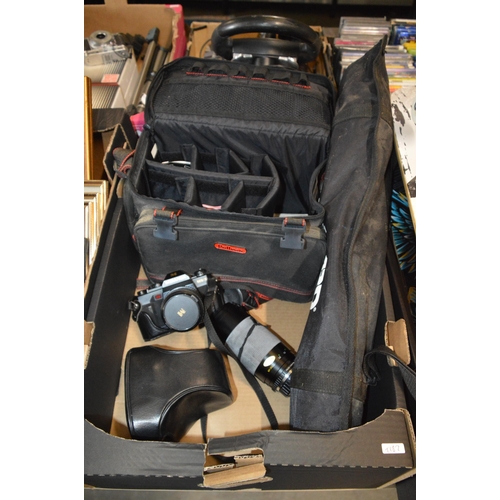 136 - box of camera equipment