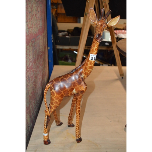 213 - wooden giraffe sculpture