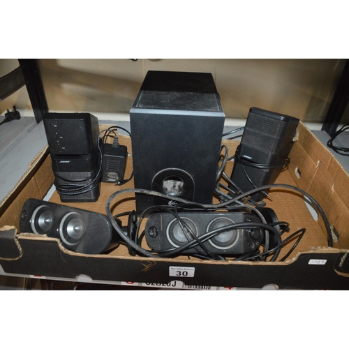 30 - box of speakers, bose etc.